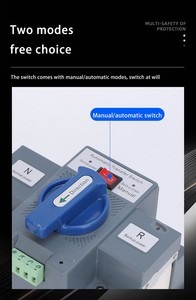 CHQ3R 2P 63A Commutateur de Transfert Automatique Intelligent pour Générateur à Poignée Bleue, Inverseur de Source, Contrôleur ATS - Product Image 4
