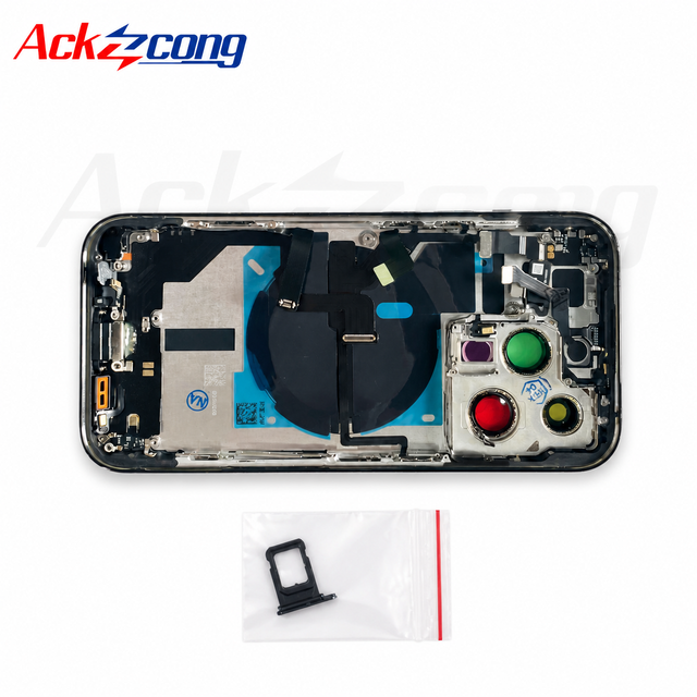 Ackzcong Back Housing with Middle Frame and Small Parts for iPhone 12 13 14 15 16 17Pro Max Back Glass Full Assembly Replacement