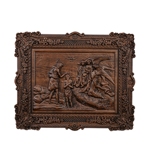 Panel de Relieve de Madera del Bautismo de Jesús, Arte Cristiano de Pared que Representa el Bautismo de Jesús por Juan con Ángeles para Decoración de Iglesia y Hogar - Product Image 2