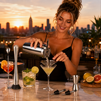 Juego de Coctelería de Acero Inoxidable de 7 Piezas con Jigger, Muddler, Colador y 2 Vertedores para Bar en Casa, Fiestas y Restaurantes