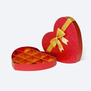 Caja de Embalaje de Chocolate con Forma de Corazón Rojo Personalizada al por Mayor con Lazo - Product Image 2
