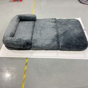 Sofá perezoso de felpa para una sola persona a la moda con cama portátil triple grande para perros, tela con patrón sólido para uso doméstico embalado en cartón - Product Image 6