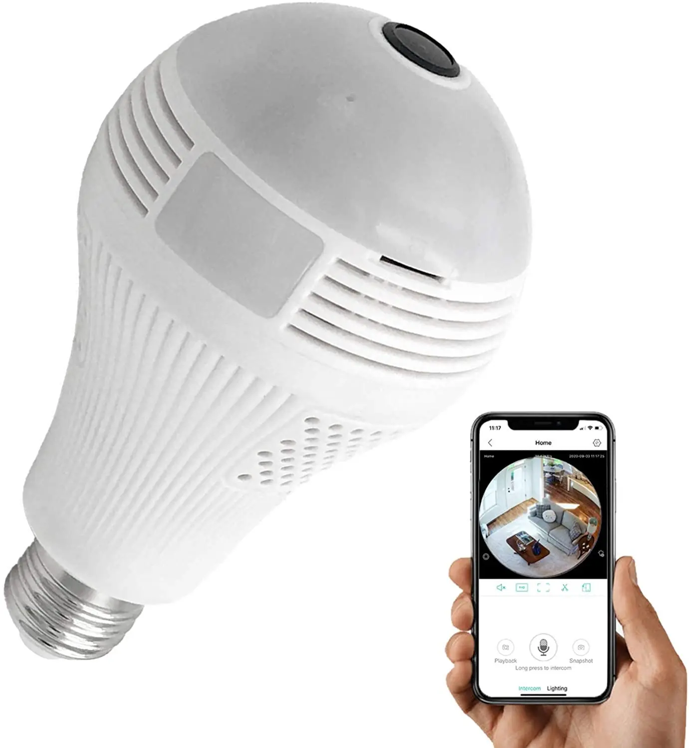 Morden Style Wifi Icsee Light Security Surveillance In The Form Of Bulb Camera