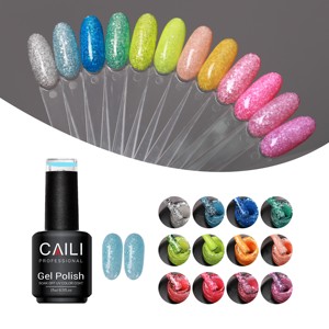 Longue durée 15Ml, couleur néon populaire, été, blanc, flocons de neige, paillettes en poudre, flocons de neige, Gels à ongles, - Product Image 5