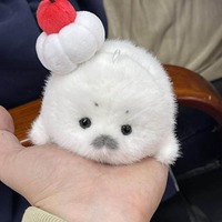 Porte-clés en peluche phoque mignon, boule moelleuse, poupée rembourrée en coton PP doux, animal marin, breloque de sac, jouet en peluche pour machine à griffes