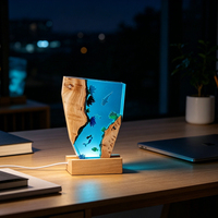 Lampe de nuit en résine Monde sous-marin des sirènes, en gros, avec bouton USB, intensité réglable, plusieurs températures de couleur, créature marine, artisanat, cadeau, lampe de table