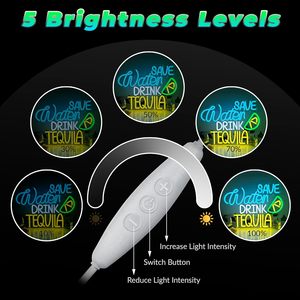 Panneau néon LED « Économisez l'eau, buvez de la tequila » avec motif citron vert, alimenté par USB, en acrylique, pour décoration murale de bar, cocktail ou lounge - Product Image 3