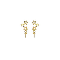 Pendientes de Plata S925 con Estrella de Cinco Puntas Electrochapada, Personalizados, con Bandeja Vacía para Perlas, Accesorios de Joyería DIY para Mujer