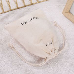Recycle Muslin Cotton Canvas Fabric Linen Gift Packaging Pouch Flat Bottom Organic Soft Cotton <b>Drawstring</b> <b>Bag</b> with Custom logo - Product Image 3