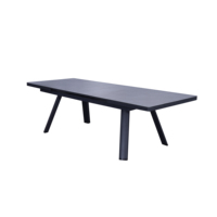 Table de salle à manger rectangulaire extensible moderne noire en pierre frittée pour terrasse, café, bistrot, hôtel et restaurant