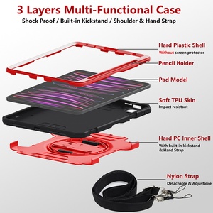 เคสแท็บเล็ตสำหรับงานจัดซื้อขาย B2B ทนทาน ป้องกันแรงกระแทก 360 องศา ° เคสเกราะพร้อมสายคล้องมือแบบหมุนได้สำหรับไอแพดแอร์ 4 <span class=keywords><strong>5</strong></span> และไอแพดโปร 11 นิ้ว - Product Image 4