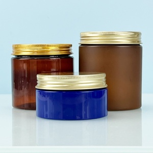 Wholesale Cosmetic PET <b>Plastic</b> <b>Jar</b> with Lid Custom Designed clear Blue Silk Screen logo 50g 100g 120g 200g Body Scrub Cream <b>Jar</b> - Product Image 6