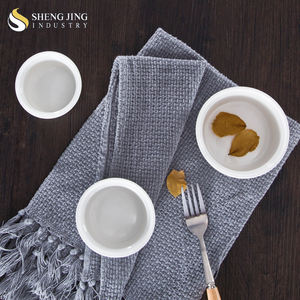 Haute qualité brillant blanc en céramique Mini gâteau bol rayé <span class=keywords><strong>porcelaine</strong></span> cuisson pouding bol pour mariage fête Restaurant <span class=keywords><strong>soufflé</strong></span> <span class=keywords><strong>moule</strong></span> - Product Image 2