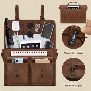 Porte-documents vintage en cuir PU durable avec protection imperméable et bandoulière réglable pour hommes professionnels - Product Image 4
