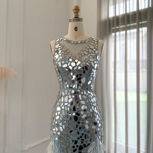 Jancember SZ124 Crystal Sleeveless Zipper Feather Women's Evening Party <b>Dresses</b> - Product Image 3