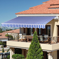 Auvent rétractable en aluminium moderne de luxe, imperméable, avec télécommande électrique LED, pour villa, balcon, terrasse, jardin extérieur
