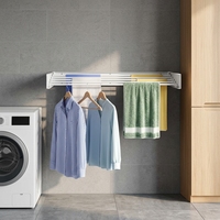 Séchoir à linge mural pliable, porte-serviettes escamotable dissimulé, porte-vêtements en aluminium pour salle de bain et placard