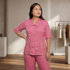 Chemise en coton doux pour femmes, avec fermeture boutonnée et design classique, achat direct auprès du fournisseur - Product Image 2