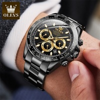 Montre Automatique Squelette OLEVS 6638 en Acier Inoxydable Doré Étanche avec Logo Personnalisé pour Homme