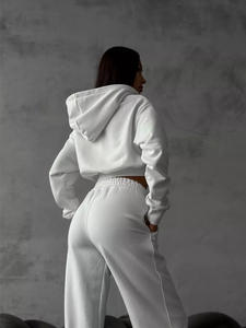 定制两件套运动服套装运动服女装时尚拉链连帽衫和运动裤秋冬两件套慢跑套装 - Product Image 5