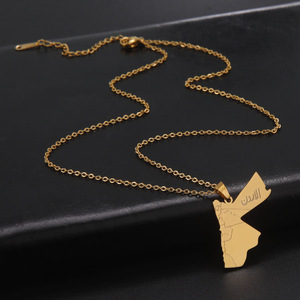 Collier chaîne avec pendentif carte du Royaume de Jordanie en acier inoxydable, plaqué argent, or 18 carats et or <span class=keywords><strong>rose</strong></span> - Product Image 5