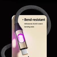 Kabel USB Type C 65W PD Pengisian Cepat 48 Kabel Data Pengisian Daya Ponsel Nilon Terjalin untuk Tablet 15 16 17 Lampu LED Berpendar