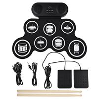 Nouvelle batterie électronique portable et durable, kit de batterie à rouler avec 9 pads et haut-parleur stéréo intégré, pour professionnels et débutants