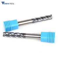 Fraise carrée en carbure de tungstène massif, diamètre 1mm 2mm 3mm, queue 4mm, revêtement AItin, outil CNC
