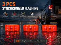 Kit de 3 feux de signalisation LED HB-362 à synchronisation automatique, en ABS/PC, avec 3 piles AAA, feux d'avertissement d'urgence, modes de clignotement à contrôle groupé, fixation magnétique