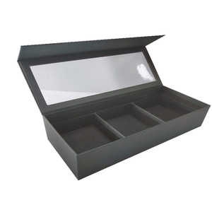 JINLIDA Special Paper Surface Magnetic Flap Gift Box Luxury Chocolate Packaging Box With Clear PVC Window