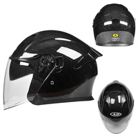 Casque de moto ABS trois quarts, double visière, toutes saisons, unisexe, certifié DOT 3C