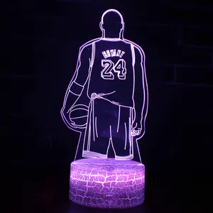 Led לילה אור כדורסל קובי בריאנט דמות מצוירת לעיצוב חדר שינה מנורת שולחן 3D מנורת לילה ילד בנים ילדים מתנות זיכרון