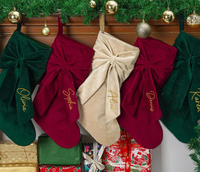 Noeud personnalisé bas de Noël 2025 bas de Noël brodés bas de Noël en velours avec nom cadeau de Noël