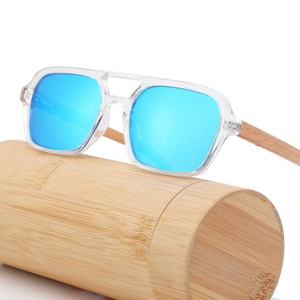 Nuevas gafas de sol de madera de alta calidad, gafas de sol personalizadas con logotipo, marco de plástico, gafas de sol de templo de madera de bambú, gafas de sol polarizadas - Product Image 2