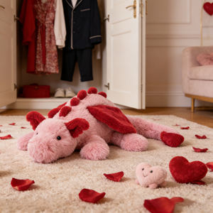 [Regalo di San Valentino all'Ingrosso] Nuovo Peluche Jelly Catt 26th, Romantico Drago Rosa a Forma di Cuore per San Valentino, Compagno per Dormire - Product Image 3