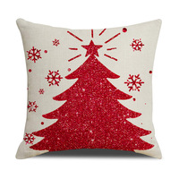 Housse de coussin de Noël YINUAN, motif sapin rouge pailleté et renne, housse de coussin décorative pour canapé