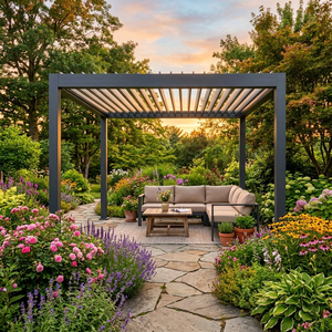 Pergola motorisée rétractable Anyhoo à montage rapide, bioclimatique en aluminium, pour balcon et <span class=keywords><strong>piscine</strong></span>, 3x3 4x3 <span class=keywords><strong>5x4</strong></span> 6x4m - Product Image 1