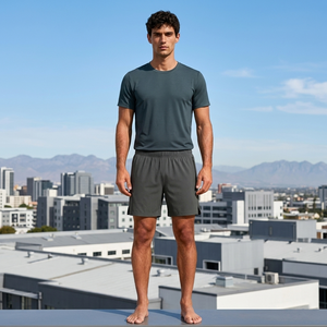 Shorts de sport classiques simples pour hommes, séchage rapide, tissu respirant, design intemporel, taille élastique, cordon de serrage réglable, poches basiques - Product Image 2