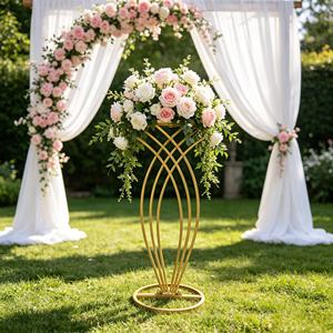 Soporte de Flores Geométrico de Hierro Desmontable de 80 cm de Altura para Fiestas o Bodas, Empaquetado en Cartón, Centro de Mesa, Decoración - Product Image 5