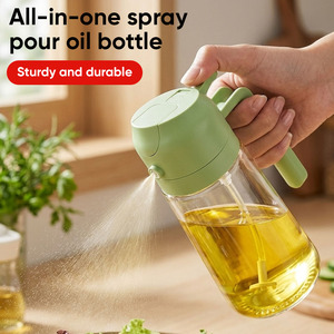 Botella pulverizadora de aceite de vidrio 2 en 1 de 470 ml con boquilla para verter, para cocinar y barbacoa, dispensador de aceite de oliva reutilizable de calidad alimentaria - Product Image 1