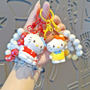 Llavero de Perlas Hecho a Mano con Diseño de Sanrio, Lindo Llavero de <span class=keywords><strong>Hello</strong></span> Kitty con Perlas de PVC para Llaves de Coche y Bolsos, Regalo para Niñas - Product Image 5