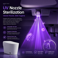 WC intelligent de luxe rond monobloc avec réservoir intégré, bouclier anti-éclaboussures, siphon en S, chasse d'eau automatique, siège chauffant, lavage féminin et télécommande