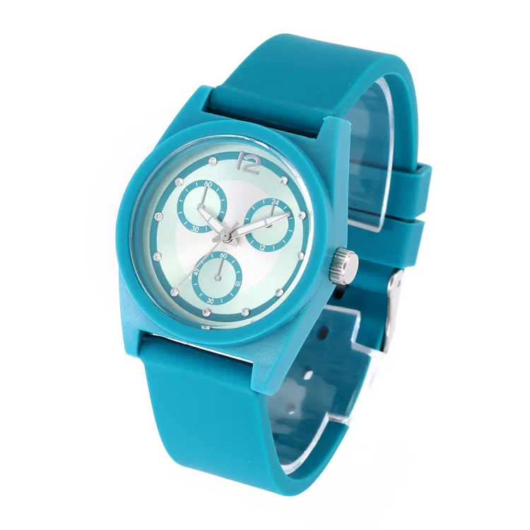 Bomaxe Unisex Royal Blue Plastic Case Horloge Analoog Foto Wijzerplaat Siliconen Horloge