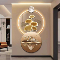Peinture abstraite moderne en porcelaine de cristal avec éclairage LED, paysage abstrait, imperméable, écologique, sans cadre, décoration murale pour la maison