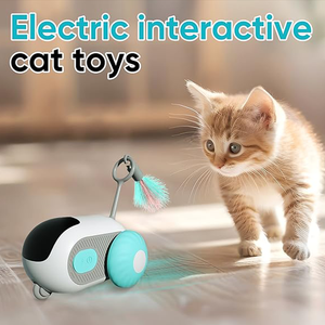 Juguete interactivo y de movimiento inteligente para mascotas de Interior para gatos Rompecabezas de gatito con control remoto de 2 velocidades con cazadores de aburrimiento de plumas - Product Image 3