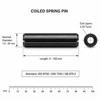 Goupille spirale en acier à ressort 65Mn, norme ISO 8750 DIN 7343, goupille cylindrique élastique spirale de service standard, 1,5-20 mm