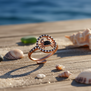 Crab Turkish Wholesale Handcrafted Sterling <b>Adjustable</b> <b>Ring</b> Trendy Black Stone Fashion 925 Sterling Silver Fine Jewelry - Product Image 3