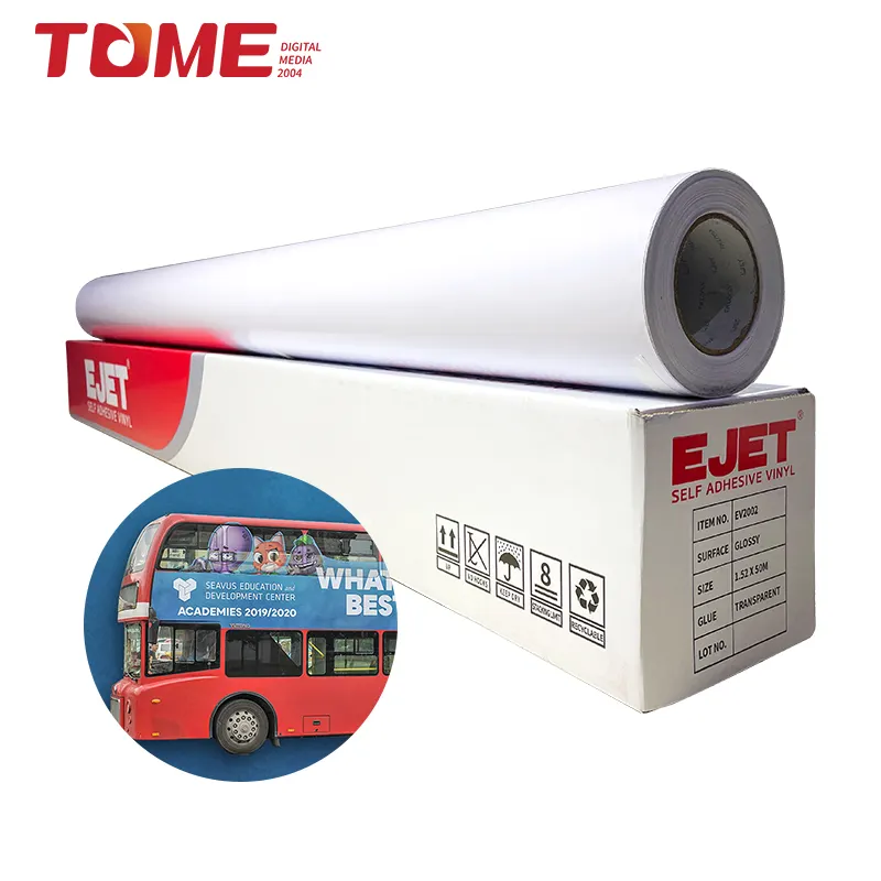 Wholesale outdoor advertising print white glossy Self Adhesive Vinyl Rolls Holographic Flex Printing Synthetic Paper Waterproof