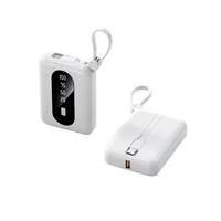 Nouvelle batterie externe portable 10000mAh avec écran LED, charge rapide 10W, entrée USB, sortie Type-C, câbles intégrés pour téléphones