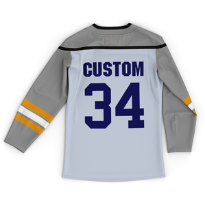 قميص هوكي الجليد مخصص بأفضل جودة باللون الأزرق الملكي مع تطريز ذهبي - Product Image 4